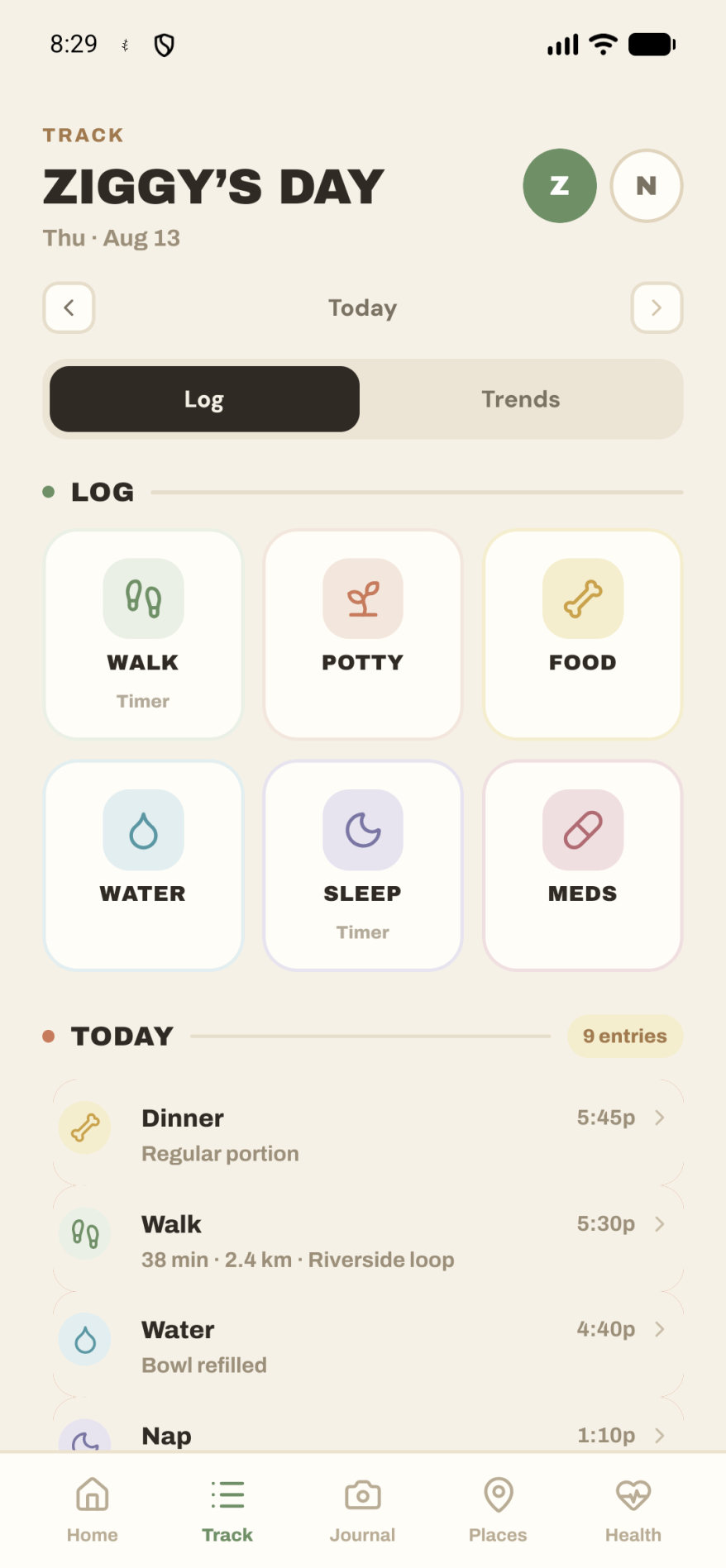 Pup Pocket track screen